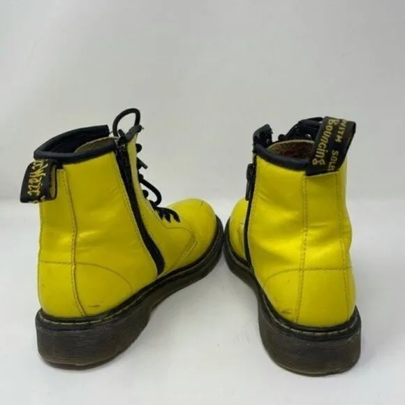 Dr Martens Delaney Kids yellow combat boots US 3 BoxA lace up zip up