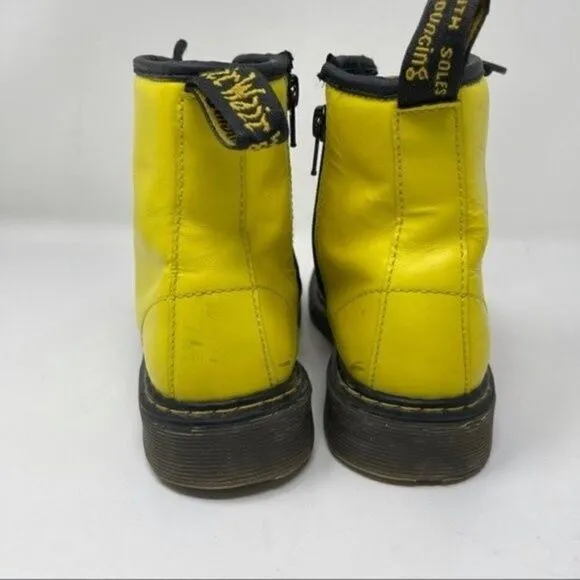 Dr Martens Delaney Kids yellow combat boots US 3 BoxA lace up zip up