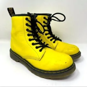 Dr Martens Delaney Kids yellow combat boots US 3 BoxA lace up zip up