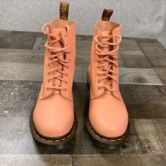 Dr Martens Womens 6 1460 Pascal Virginia Boots Combat 8 Eye Salmon Pink Leather