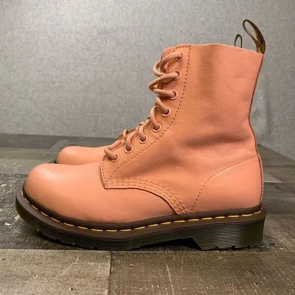 Dr Martens Womens 6 1460 Pascal Virginia Boots Combat 8 Eye Salmon Pink Leather