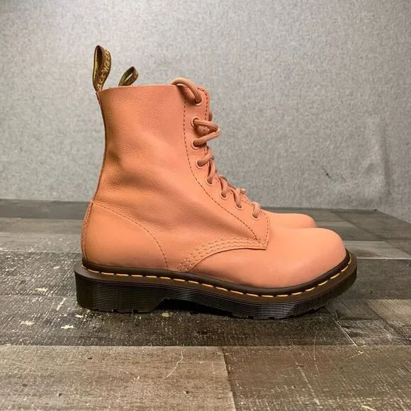 Dr Martens Womens 6 1460 Pascal Virginia Boots Combat 8 Eye Salmon Pink Leather