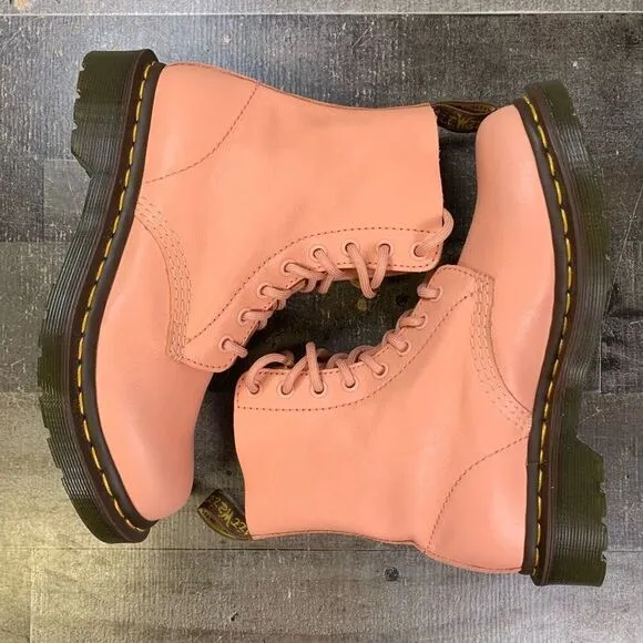Dr Martens Womens 6 1460 Pascal Virginia Boots Combat 8 Eye Salmon Pink Leather