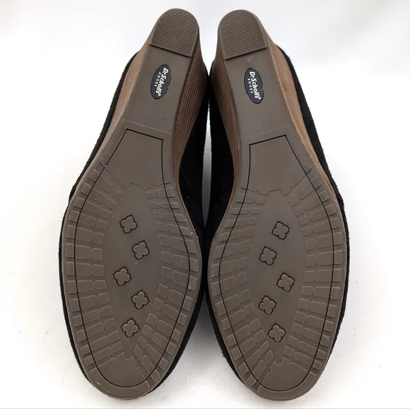 Dr. Scholl's Dakota Tassel Lace Up Comfort Wedges Black Fabric Vegan size 9 NWOT