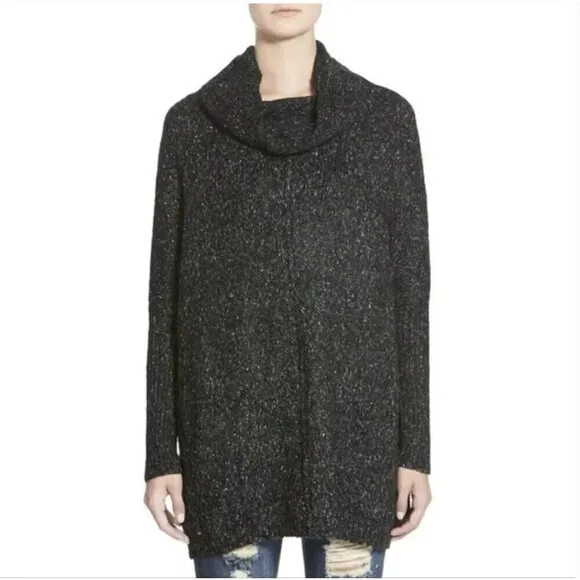 Dreamers Debut Gray Cowl Neck Oversized Long Sleeve Tunic Sweater Size Small