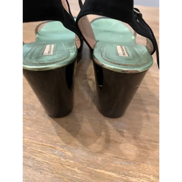 Dries Van Noten Women's Suede Buckled Platform Sandals Size 40.5