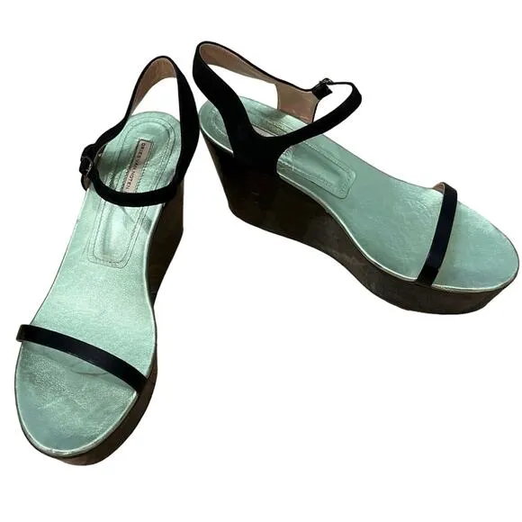 Dries Van Noten Women's Suede Buckled Platform Sandals Size 40.5