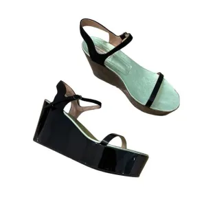 Dries Van Noten Women's Suede Buckled Platform Sandals Size 40.5