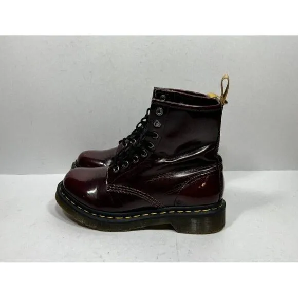 Dr. Martens 1460 Cherry Red Vegan Leather Boots Lace Up Women’s Size 6 14585
