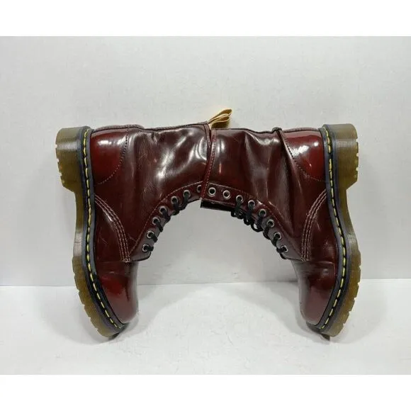 Dr. Martens 1460 Cherry Red Vegan Leather Boots Lace Up Women’s Size 6 14585