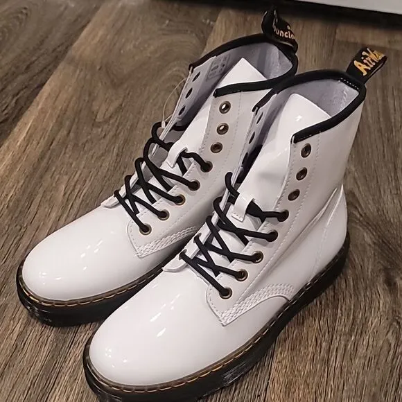 Dr. Martens 1460 Patent Lace-Up Boots- White