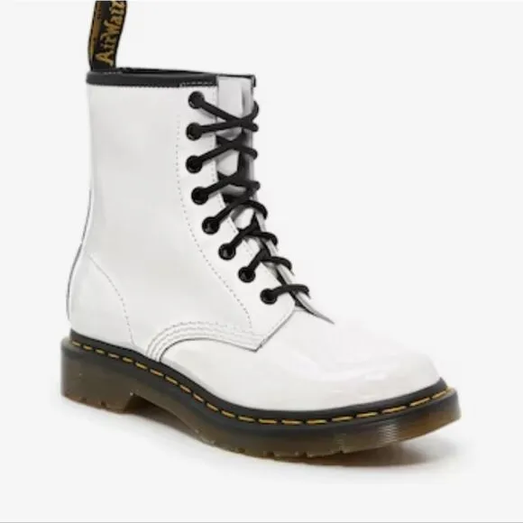 Dr. Martens 1460 Patent Lace-Up Boots- White