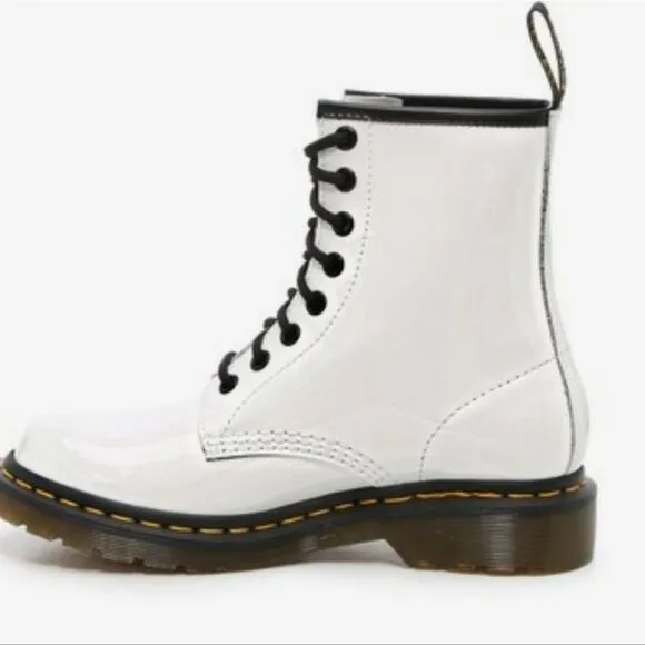 Dr. Martens 1460 Patent Lace-Up Boots- White