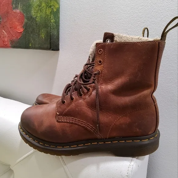 Dr.Martens 1460 Serena Brown Leather Boots Size 10