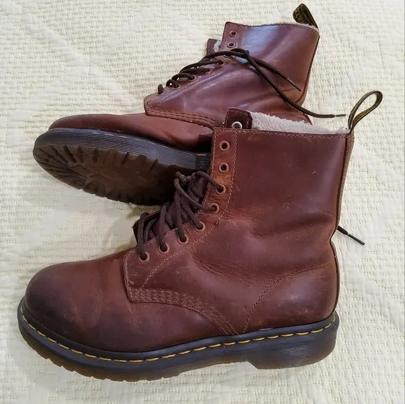 Dr.Martens 1460 Serena Brown Leather Boots Size 10