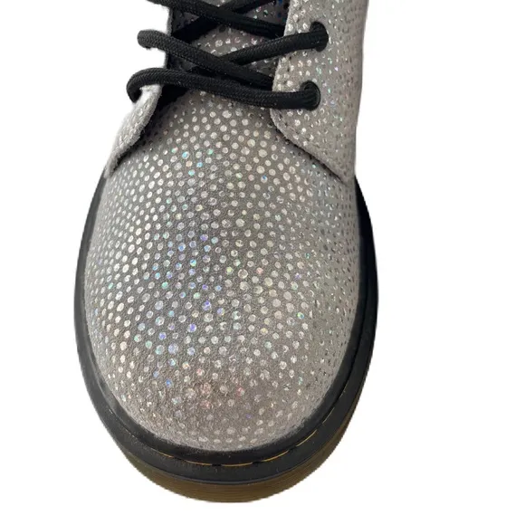 Dr.Martens Ankle boots 1460 J Glitter Silver Combat Lace Up Trendy Ladies size 5