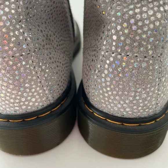 Dr.Martens Ankle boots 1460 J Glitter Silver Combat Lace Up Trendy Ladies size 5