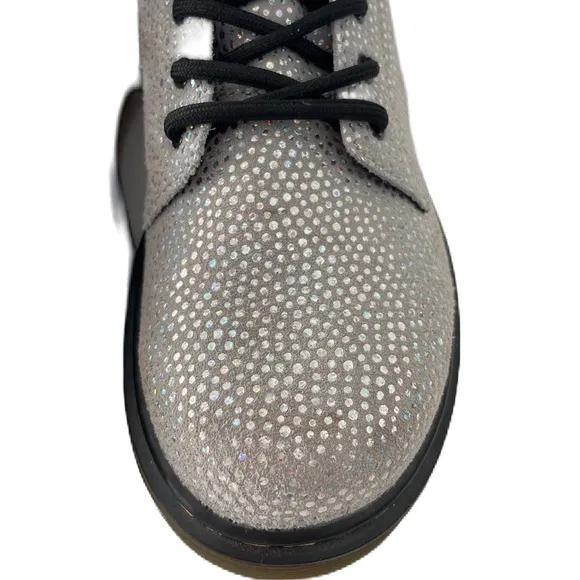 Dr.Martens Ankle boots 1460 J Glitter Silver Combat Lace Up Trendy Ladies size 5