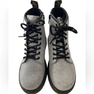 Dr.Martens Ankle boots 1460 J Glitter Silver Combat Lace Up Trendy Ladies size 5
