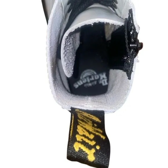 Dr. Martens Black and White Combat Boots with Chunky Sole
