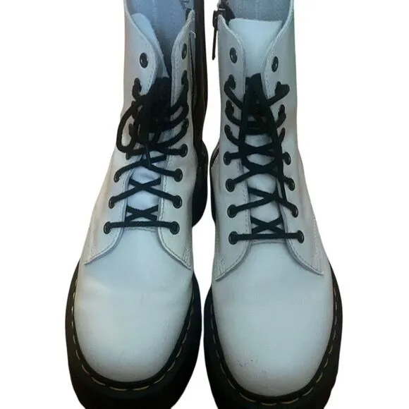 Dr. Martens Black and White Combat Boots with Chunky Sole