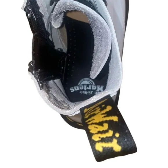Dr. Martens Black and White Combat Boots with Chunky Sole