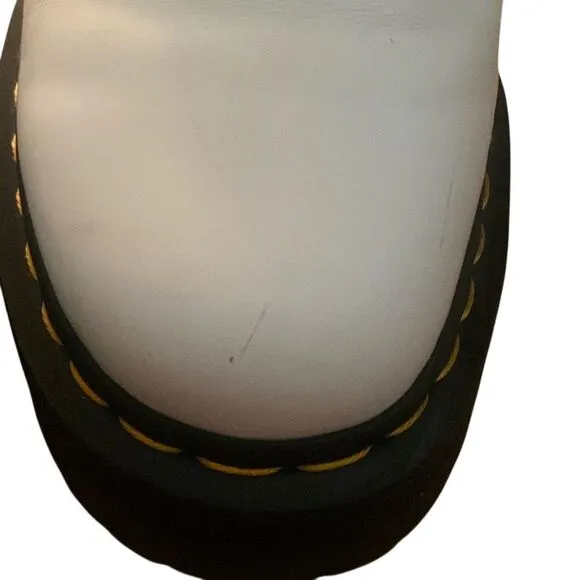 Dr. Martens Black and White Combat Boots with Chunky Sole