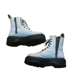 Dr. Martens Black and White Combat Boots with Chunky Sole