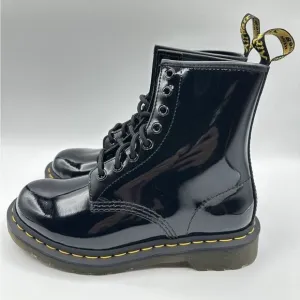 Dr. Martens black patent leather 1460 lace up boots