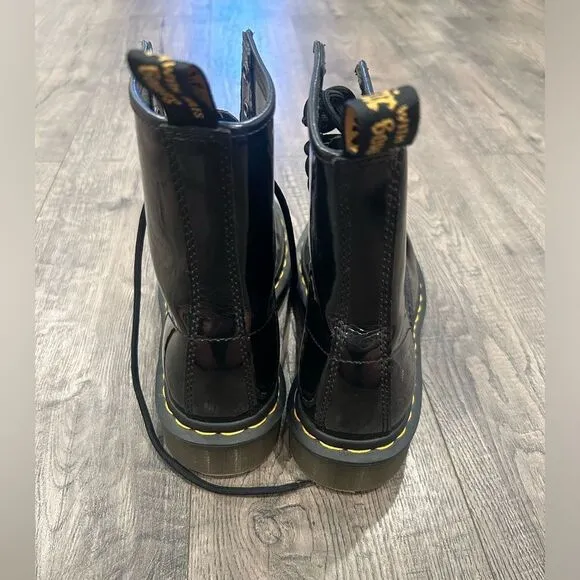 Dr. Martens black patent leather 1460 lace up boots