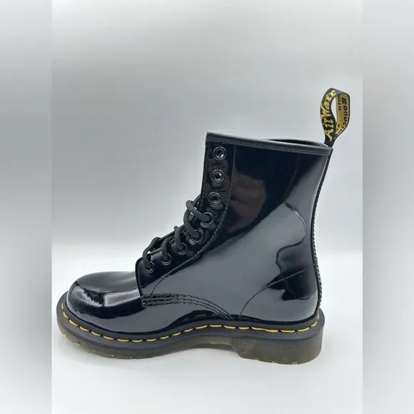 Dr. Martens black patent leather 1460 lace up boots