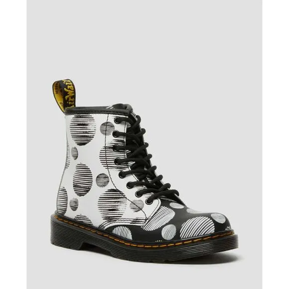 Dr.Martens Jr Polka Dot Leather Lace‎ Up Boots Size 13