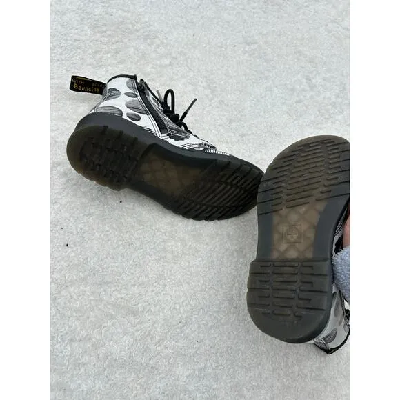 Dr.Martens Jr Polka Dot Leather Lace‎ Up Boots Size 13