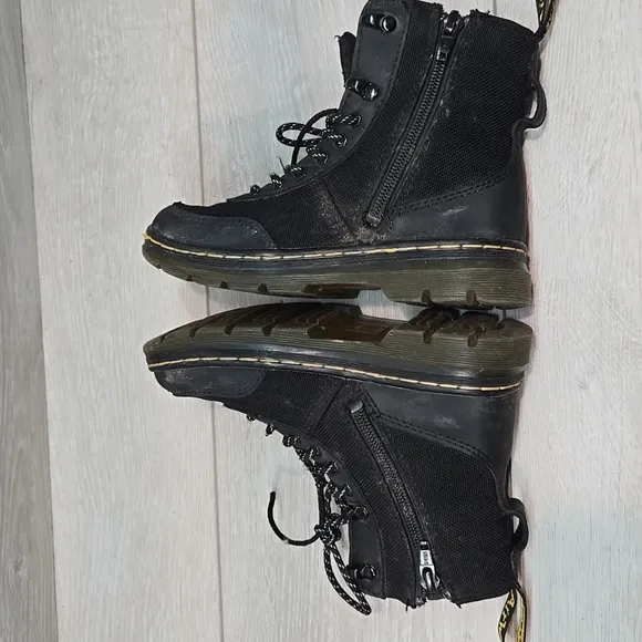 Dr.Martens Kids Combs Tech J  Black Combat Boots Shoes Sz 12