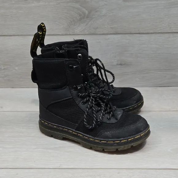 Dr.Martens Kids Combs Tech J  Black Combat Boots Shoes Sz 12