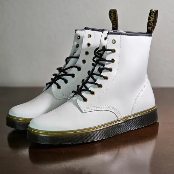 Dr. Martens Zavala Combat Boots White Brown Women's Size 6 Leather AW004 DMs New