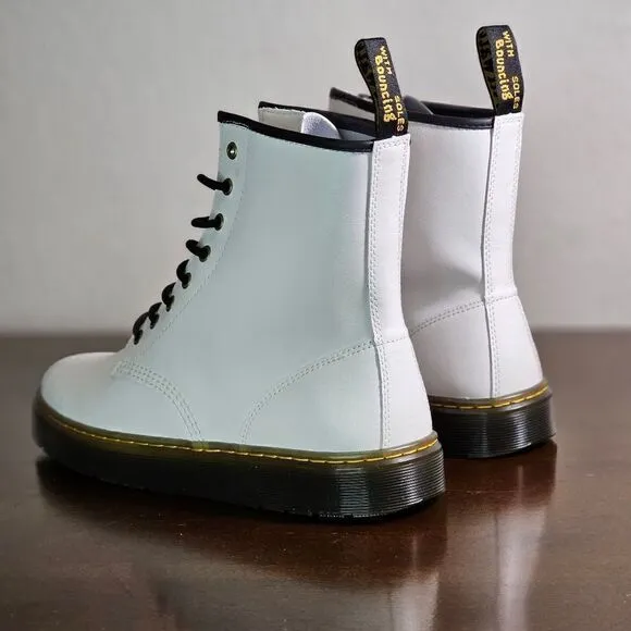 Dr. Martens Zavala Combat Boots White Brown Women's Size 6 Leather AW004 DMs New