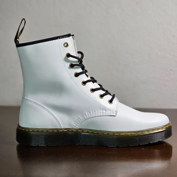 Dr. Martens Zavala Combat Boots White Brown Women's Size 6 Leather AW004 DMs New