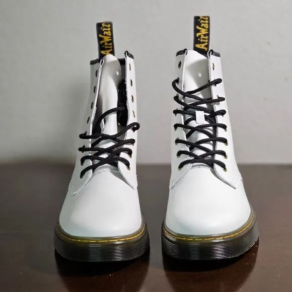 Dr. Martens Zavala Combat Boots White Brown Women's Size 6 Leather AW004 DMs New