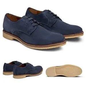 Dunross &amp; Sons Ellis Plain Toe Lace -Up Derby Navy