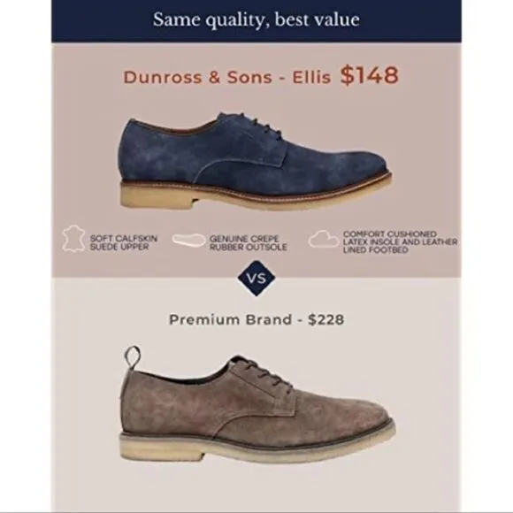 Dunross &amp; Sons Ellis Plain Toe Lace -Up Derby Navy