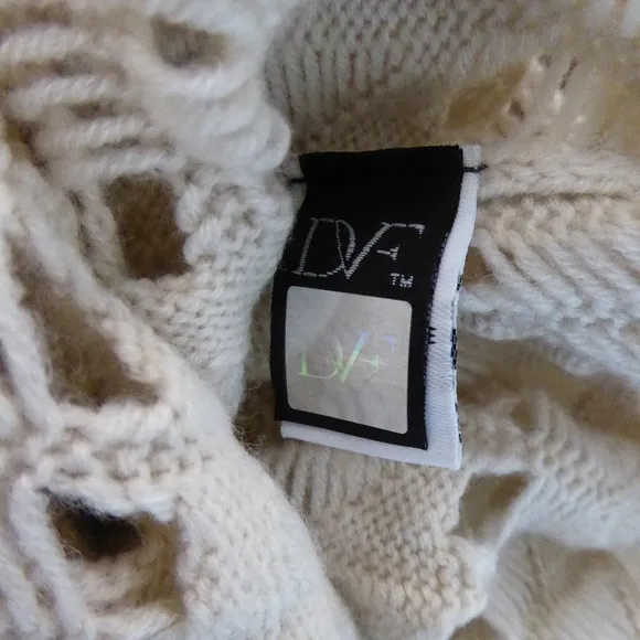 DVF OPEN LACE Rhodes BOATNECK TUNIC SWEATER L XL