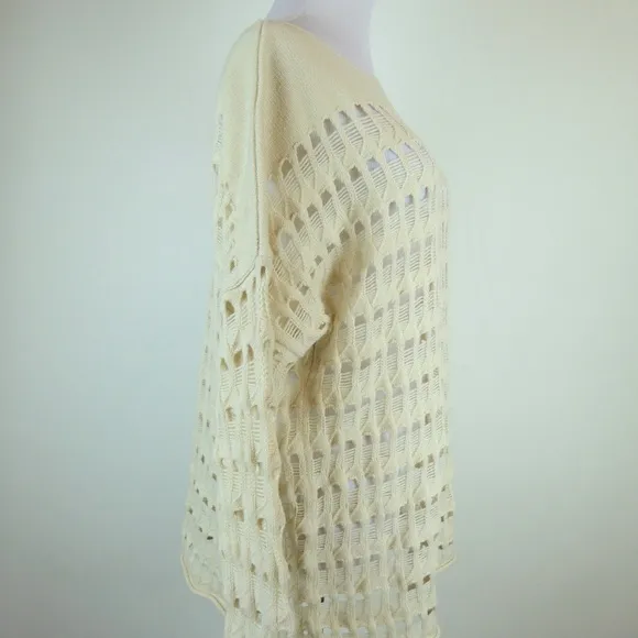 DVF OPEN LACE Rhodes BOATNECK TUNIC SWEATER L XL
