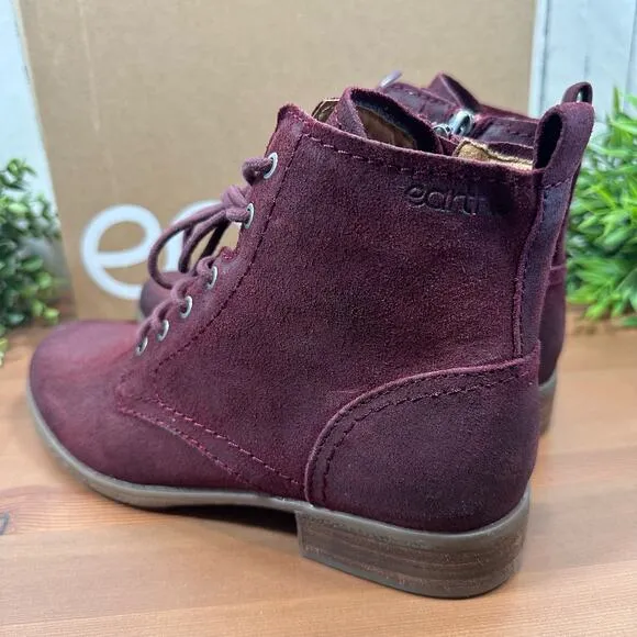 Earth Janel Leather Lace Up Ankle Boots Size 7.5