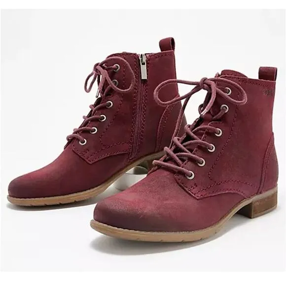 Earth Janel Leather Lace Up Ankle Boots Size 7.5