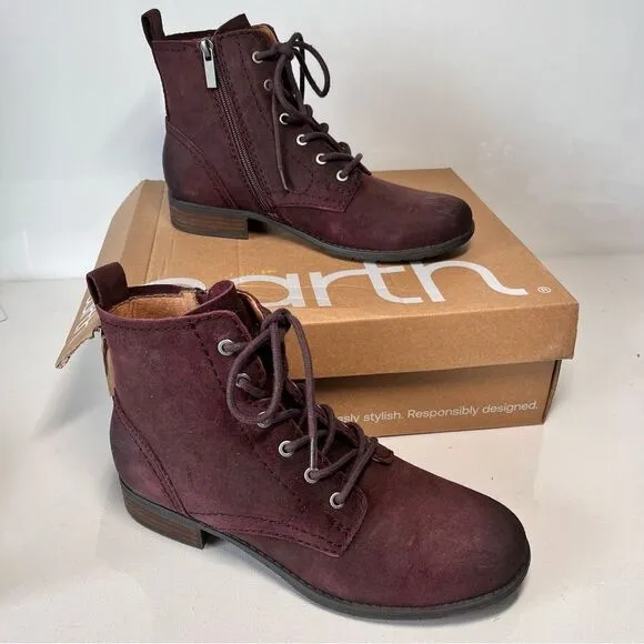 Earth Janel Leather Lace-Up Ankle Boots