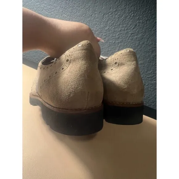Earthies Santana Taupe  Oxford Shoes Womens US 10B Wingtip Lace Up Flats  Boho