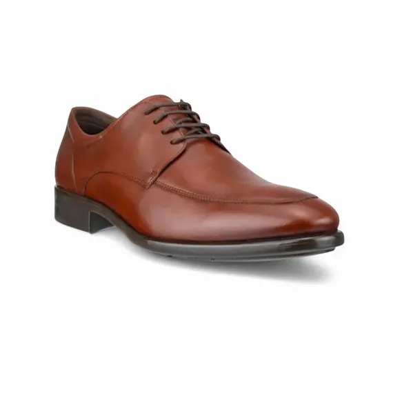 Ecco City tray Cognac Leather Sz 45 Derby Dress Shoe  Classic Comfort NEAR MINT