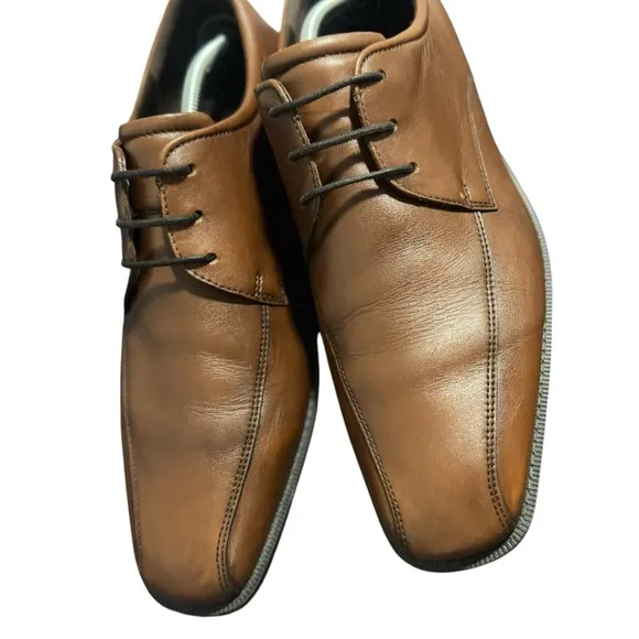 Ecco City tray Cognac Leather Sz 45 Derby Dress Shoe  Classic Comfort NEAR MINT