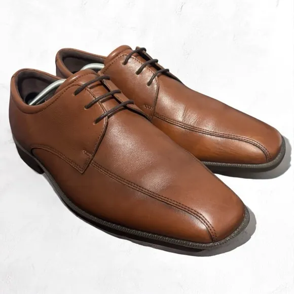 Ecco City tray Cognac Leather Sz 45 Derby Dress Shoe  Classic Comfort NEAR MINT